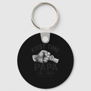 First Time Papa Est 2026 Fist Bump New Dad Father' Keychain