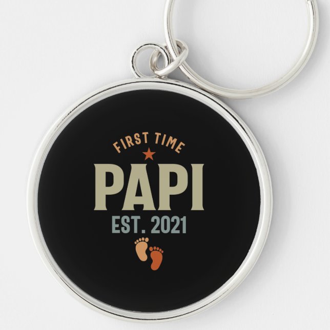 First Time Papi Est 2021 Father Keychain (Front)