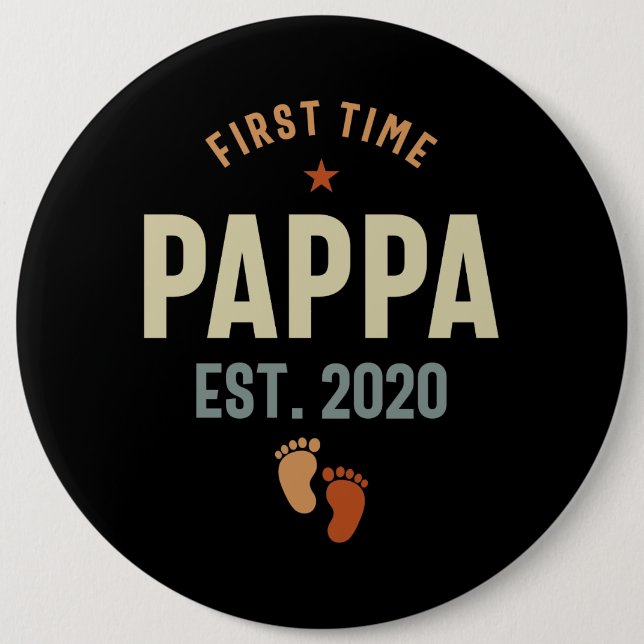 First Time Pappa Est 2020 Daddy Gift Button (Front)
