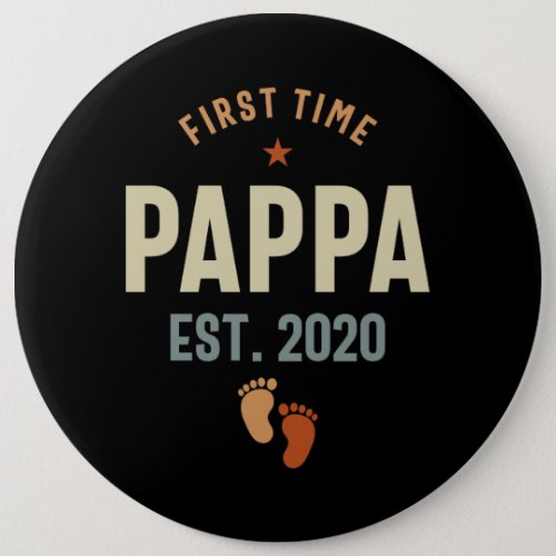 First Time Pappa Est 2020 Daddy Gift Button