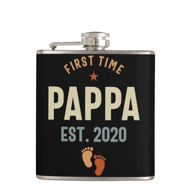 First Time Pappa Est 2020 Daddy Gift Flask (Front)