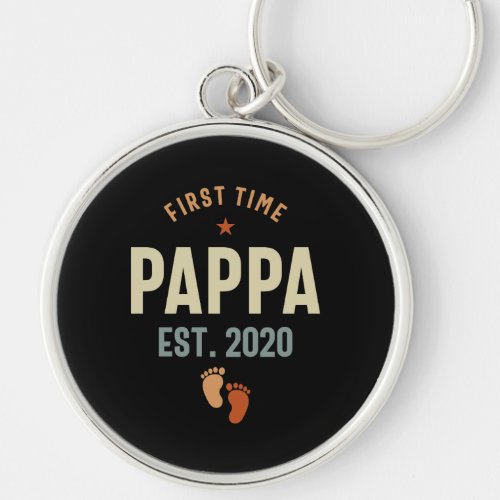 First Time Pappa Est 2020 Daddy Gift Keychain
