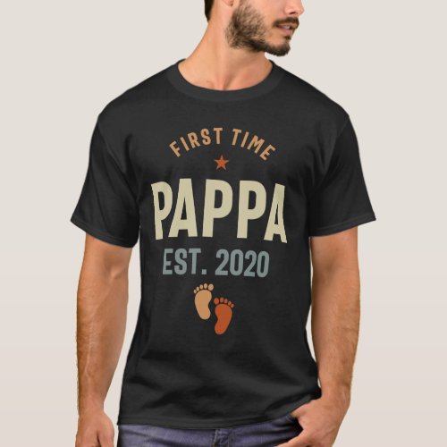 First Time Pappa Est 2020 Daddy Gift T_Shirt