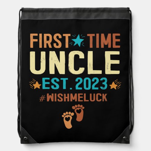 First time Uncle 2023 Promoted To Uncle Est 2023  Drawstring Bag