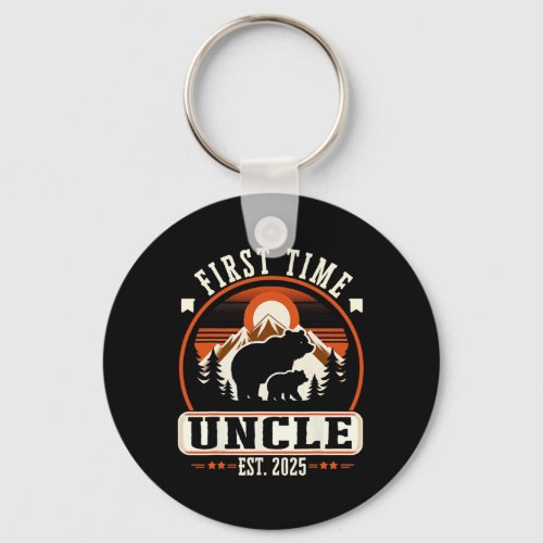 First Time Uncle Est 2025 For New Dad Funny Father Keychain