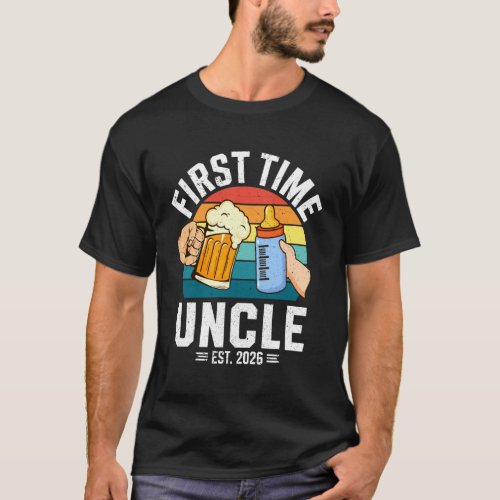 First Time Uncle Est 2026 Baby Announcement Great  T-Shirt