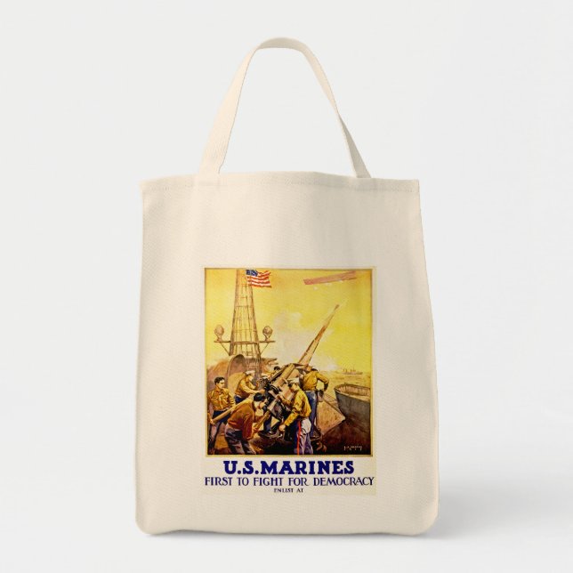 First to Fight for Democracy Tote Bag (Front)