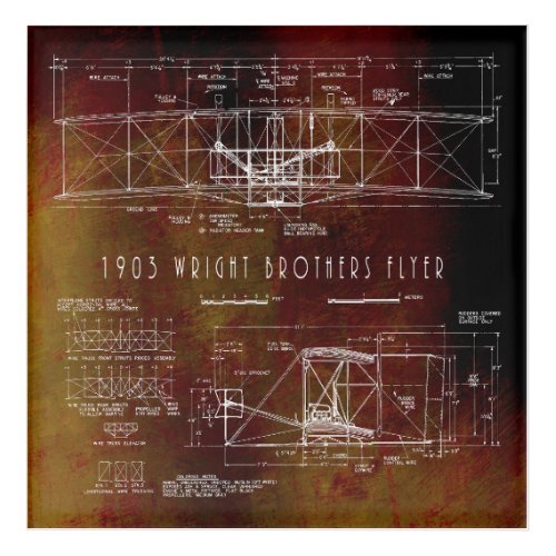 First to Fly Wright Bros Aeroplane Blueprint 1903 Acrylic Print