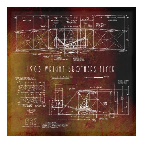 First to Fly Wright Bros Aeroplane Blueprint 1903 Photo Print