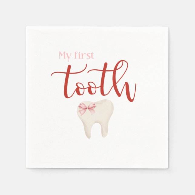 First Tooth - Agra Hadig Minimalist Pink Napkins (Front)