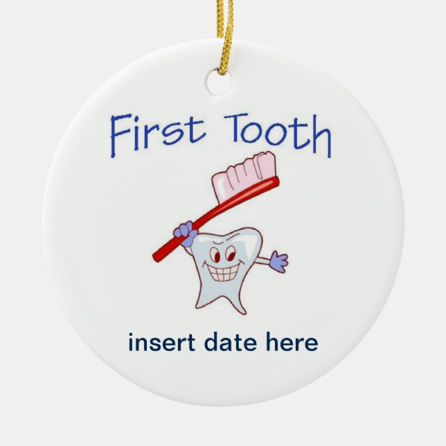 First Tooth Ceramic Ornament (Front)