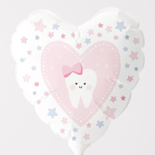 First Tooth girl party Heart Helium Balloon
