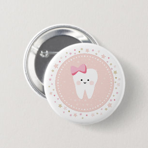First Tooth girl party Pin Button