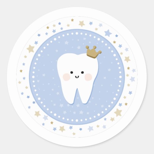 First Tooth party decoration For baby boy Classic Round Sticker