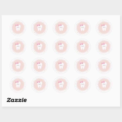 First Tooth party decoration For baby girl Classic Round Sticker