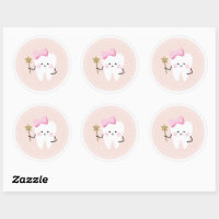 First Tooth Party Girly Pink Decorative Sticker