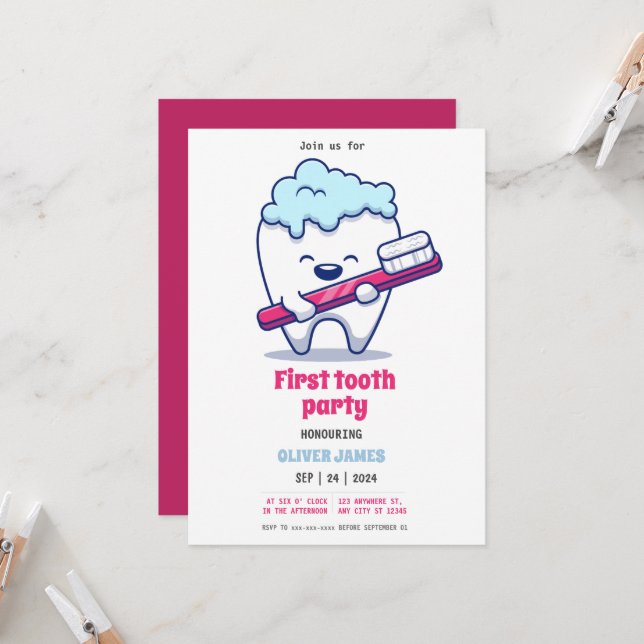 First tooth party  invitation (Front/Back In Situ)