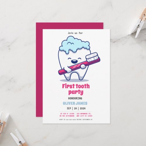 First tooth party  invitation