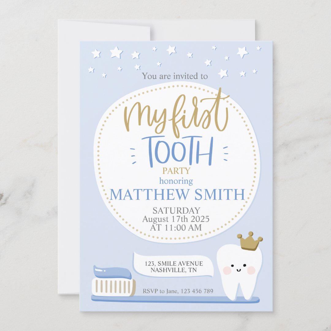 First Tooth Party Invitation for Boy | Zazzle