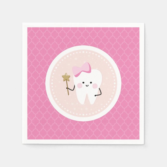 First Tooth Pink Paper Napkin (Front)