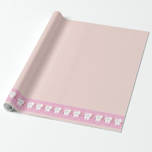 First Tooth pink party tablecloth, wrapping paper