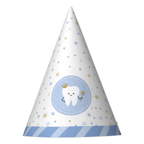 First Tooth White Blue Boy Party Hat