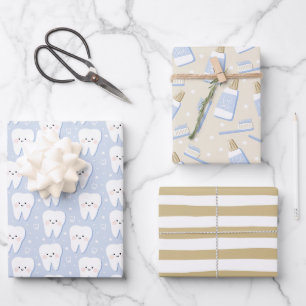 First Tooth Wrapping Paper Flat Sheet Set of 3