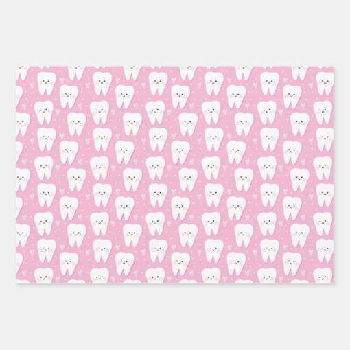 First Tooth Wrapping Paper Sheet Set of 3 for Girl Zazzle