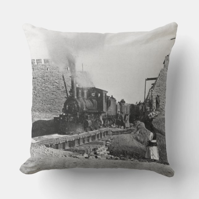 First train passing through the wall of Peking, Ch Throw Pillow (Front)