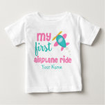 First Trip Airplane Personalized Baby T-shirt at Zazzle