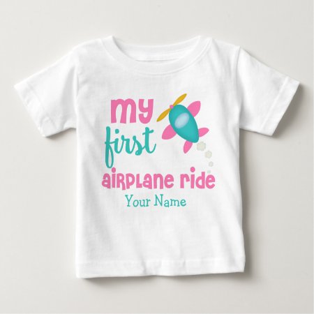 First Trip Airplane Personalized Baby T-shirt