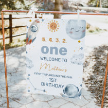 First Trip Around Sun 1st Birthday Welcome Sign