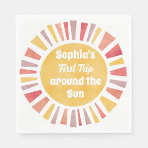 First Trip Around Sun Ballon For Girl Napkins