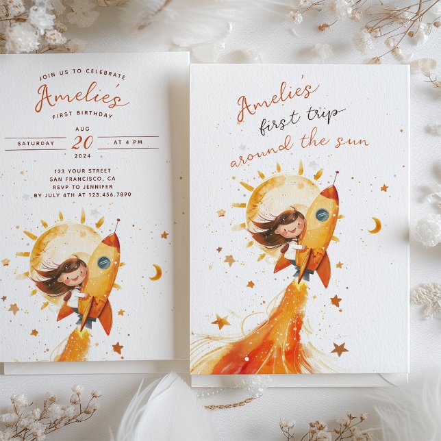 First Trip around Sun Birthday Cosmic Adventure Invitation (Creator Uploaded)