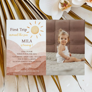First Trip Around Sun Birthday Photo Invitation