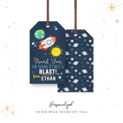 First Trip Around The Moon Birthday Thank You Tags