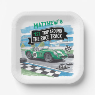 First Trip Around the Race Track Birthday Paper Plates