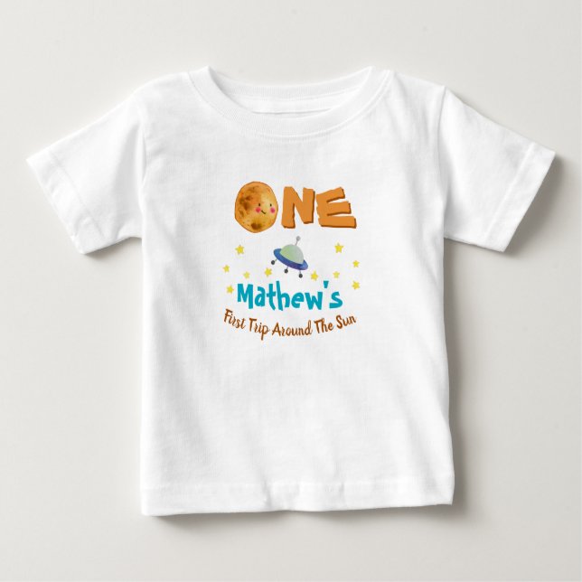 First Trip Around The Sun 1st Birthday Baby T-Shirt (Front)