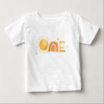 First Trip Around The Sun | 1st Birthday  Baby T-Shirt<br><div class="desc">Who is the cutest little one around? This shirt makes a perfect gift. Featuring boho summer sunshine and rainbow illustrations in a trendy gender neutral terracotta color palette. Summer is the perfect time to add bold pops of cheerful color, and with this palette, your summer party will be filled with...</div>