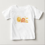 First Trip Around The Sun | 1st Birthday  Baby T-Shirt<br><div class="desc">Who is the cutest little one around? This shirt makes a perfect gift. Featuring boho summer sunshine and rainbow illustrations in a trendy gender neutral terracotta color palette. Summer is the perfect time to add bold pops of cheerful color, and with this palette, your summer party will be filled with...</div>