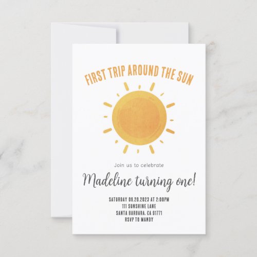 First Trip Around The Sun 1st Birthday Boho Invite