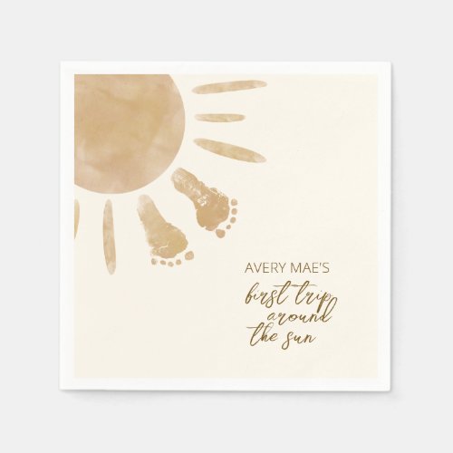 First Trip Around the Sun 1st Birthday Boho  Napkins