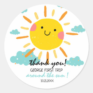 First Trip Around The Sun 1st Birthday Classic Round Sticker