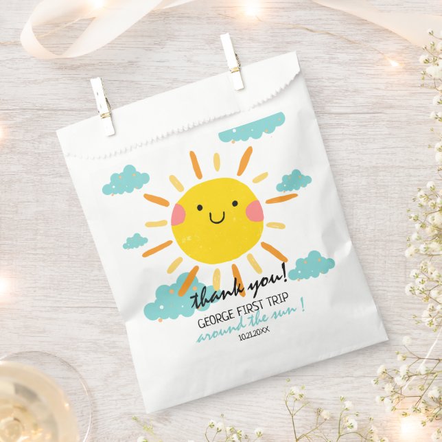 First Trip Around The Sun 1st Birthday  Favor Bag (Clipped)