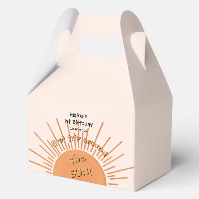 First Trip Around The Sun 1st Birthday Favor Boxes (Front)