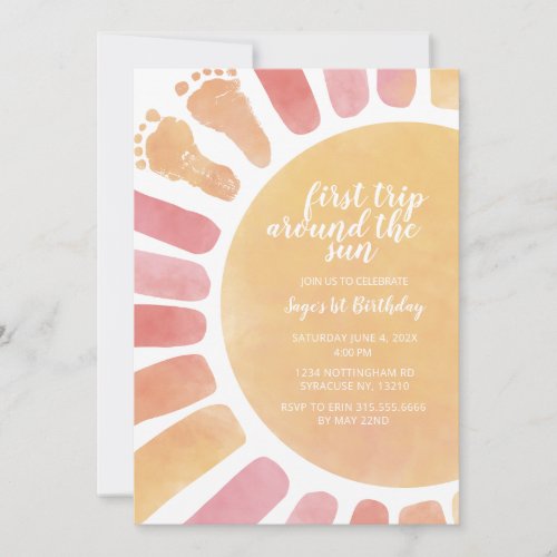 First Trip Around the Sun 1st Birthday Invitation 