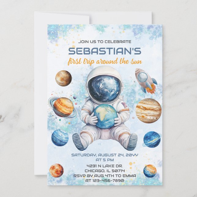 First Trip Around the Sun 1st Birthday Invitation (Front)
