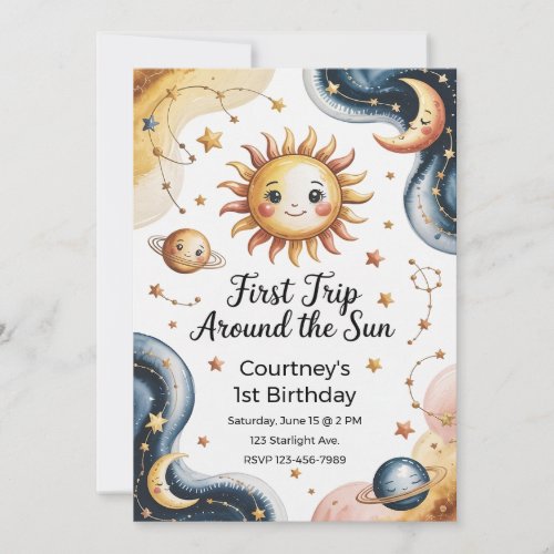 First Trip Around the Sun 1st Birthday Invitation