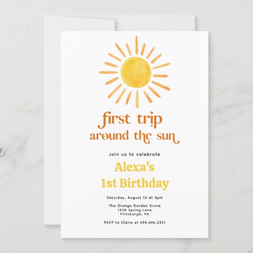 First Trip Around the Sun 1st Birthday Invitation