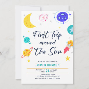 First Trip Around The Sun 1st Birthday Invitation